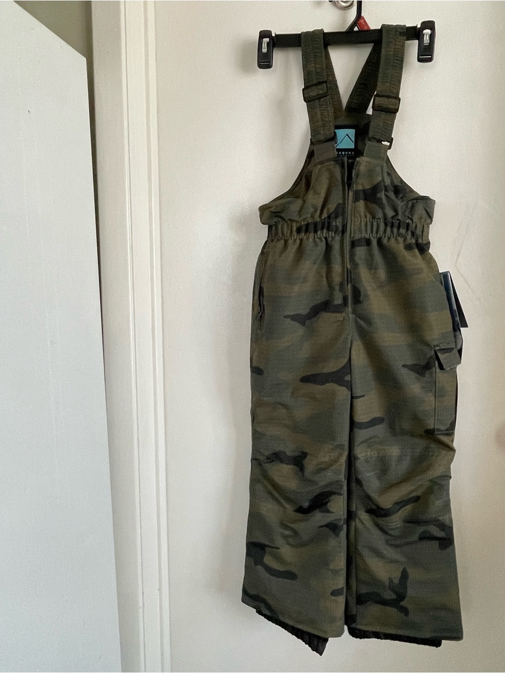 Kids Camo Snow Bib Overalls - Green Camo
